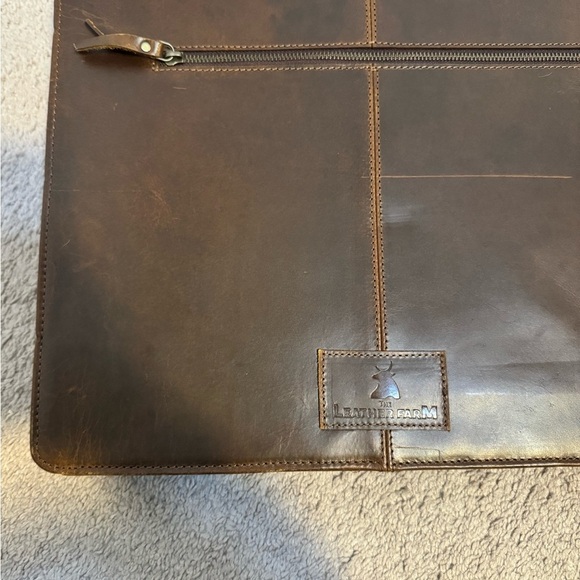 Leather Farm Brown Leather Laptop Case Crossbody Bag - Picture 8 of 11